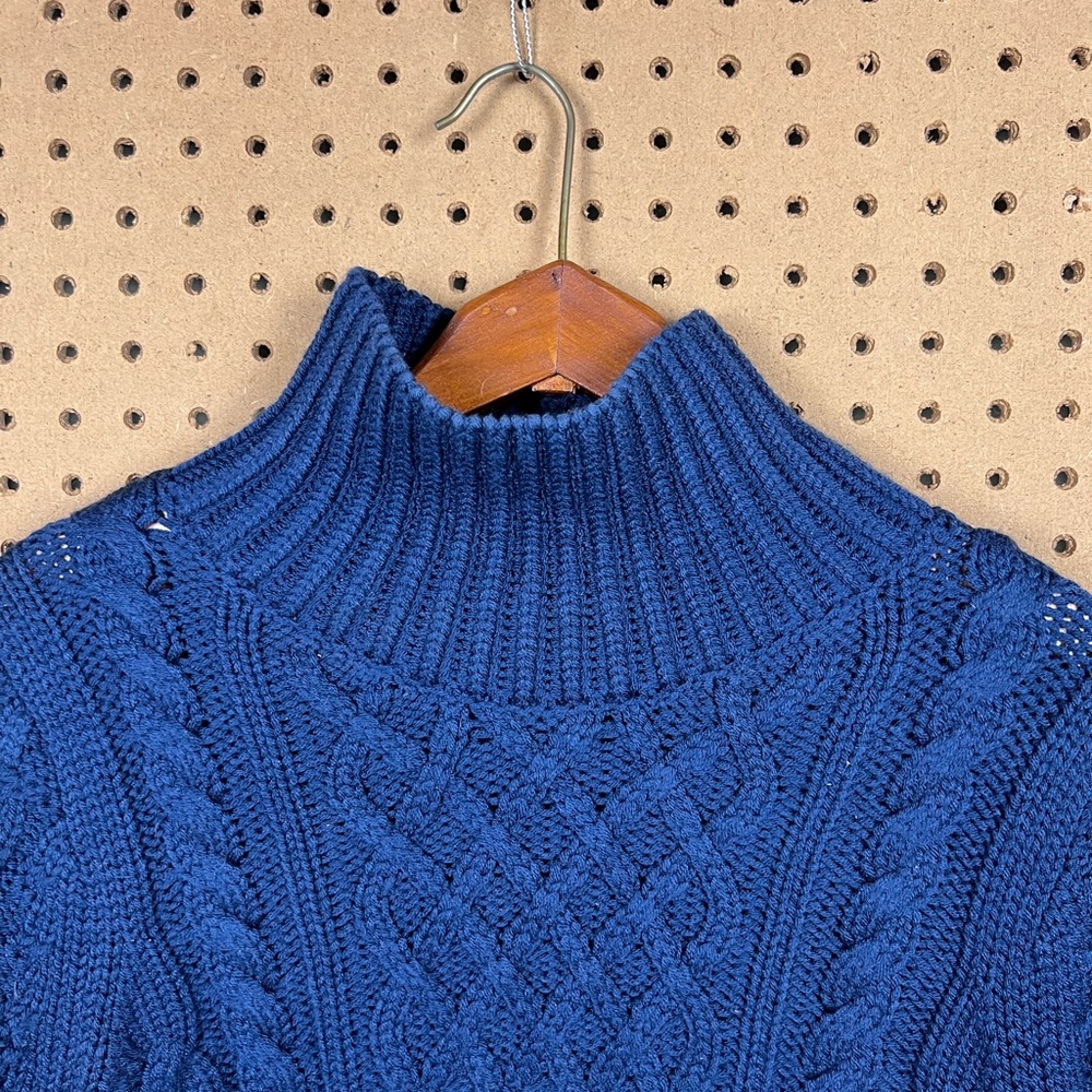 Tuckernuck Navy Striped Sankaty Turtleneck Sweater with Gold Buttons - Picture 3 of 12